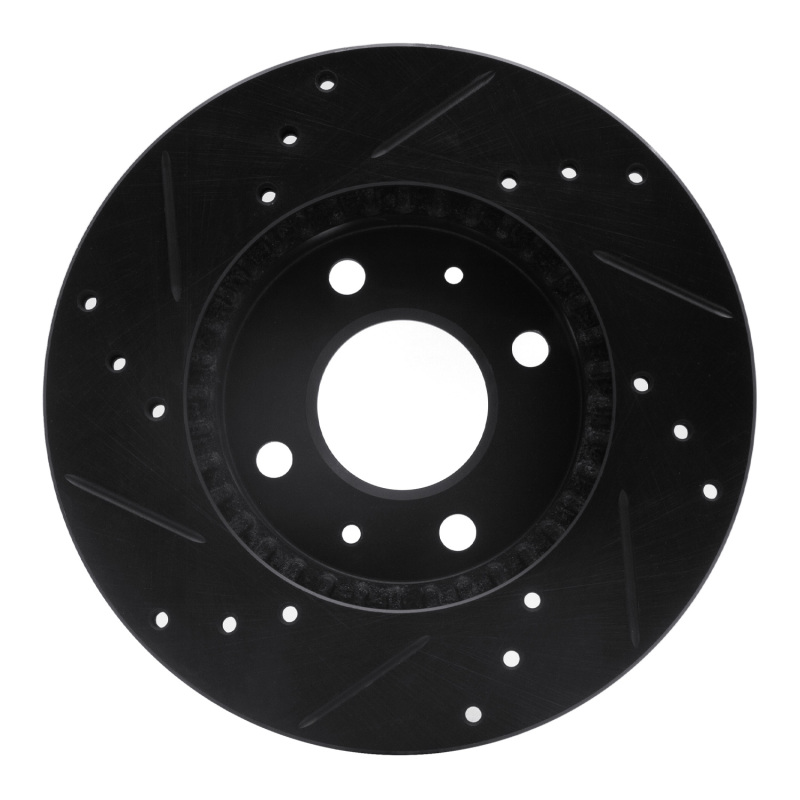 Nissan Sentra Brake Rotor (1) - Front Right - R1 Concepts - Drilled & Slotted - Black - `95-`00
